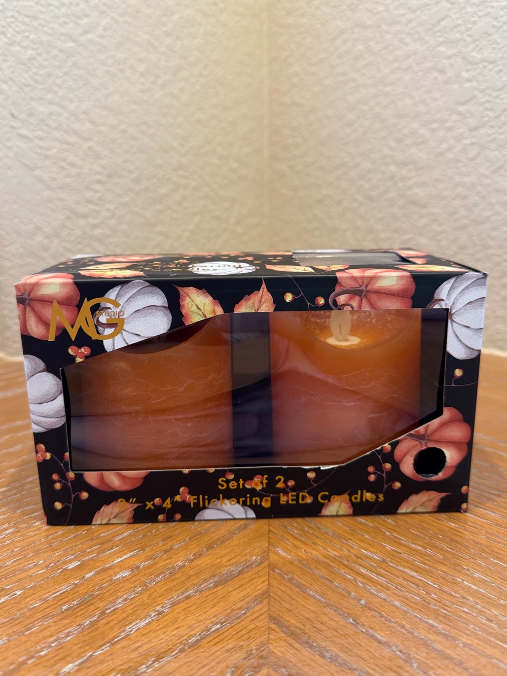 MG STUDIO Orange LED Flickering LED Candles - Set of 2